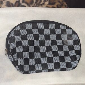 NEW Checkerboard Cosmetic Pouch - Black & Gray